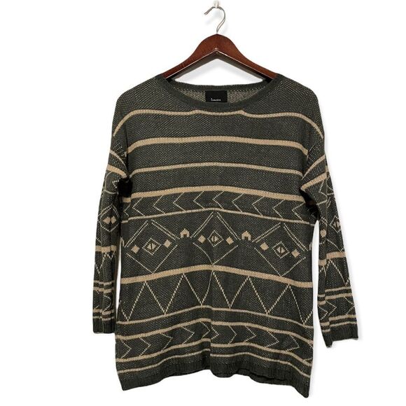Lumiere Charcoal and Tan Cozy Pattern Sweater, Size S - Picture 1 of 8